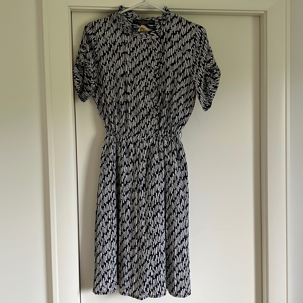 Reworked Navy and White Vintage Dress
